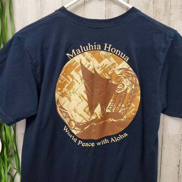 Aloha Festivals Short Sleeve Tee Shirt Navy Blue Size Small - Picture 6 of 7